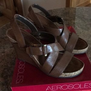Aerosoles Tan Wedge Sandals
